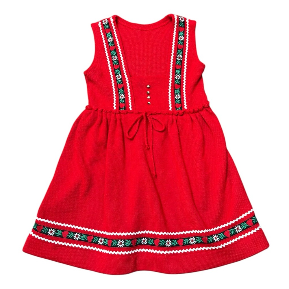 Vintage Dirndle Oktoberfest Red Dress Elegance Seiler German sz 4-5